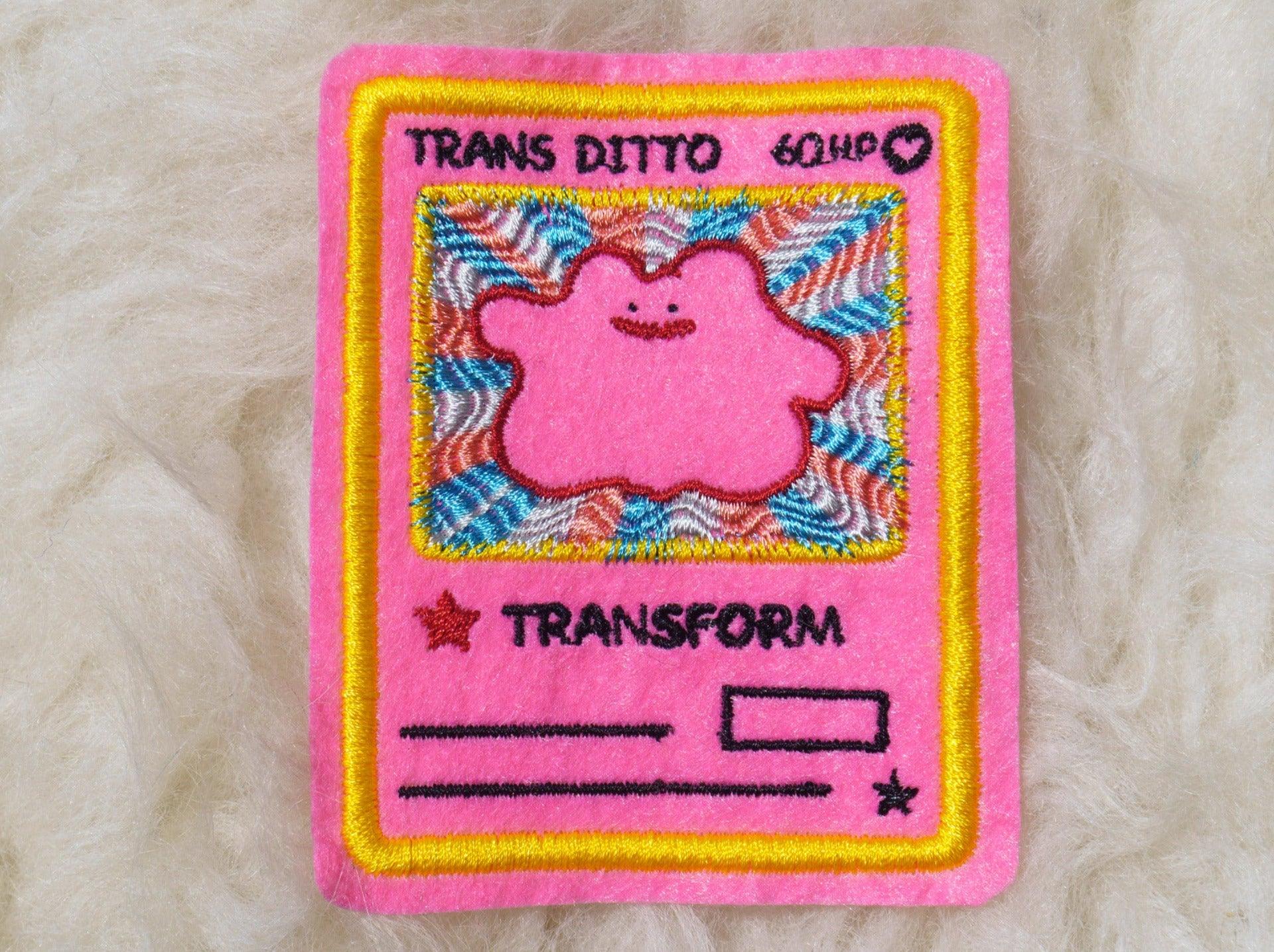 pokemon card ditto Trans Ditto Pink Pokemon Card Sew-On Patch – AlienInAJar