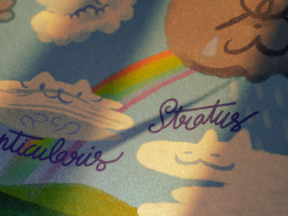 Cat Cloud Diagram A4 Glitter Print
