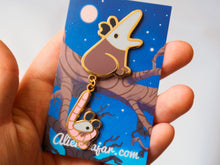 Load image into Gallery viewer, Dangling Mom and Baby Opossum Enamel Pin
