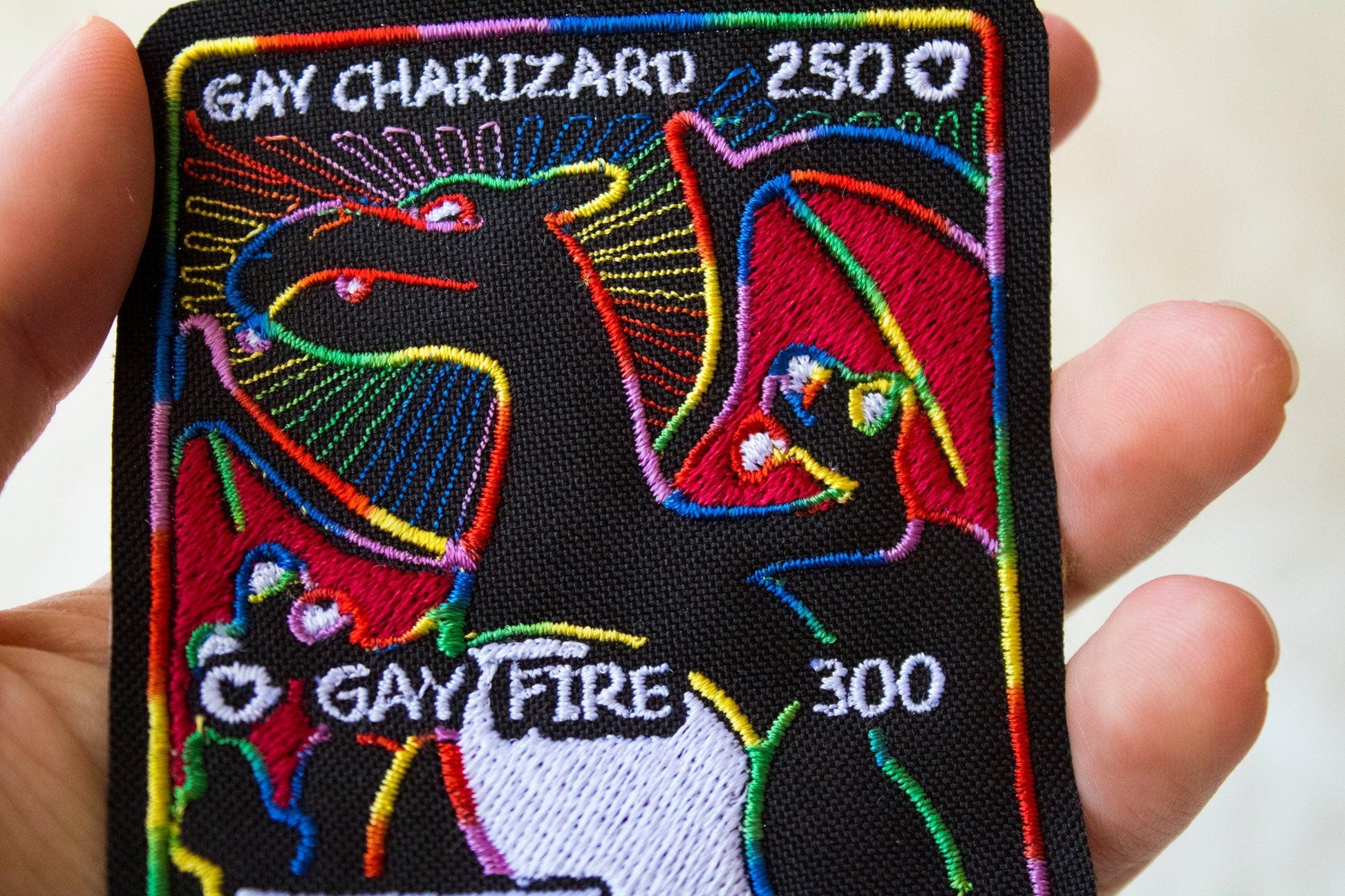 gay pokemon card Gay Charizard Card Sew-On Patch – AlienInAJar