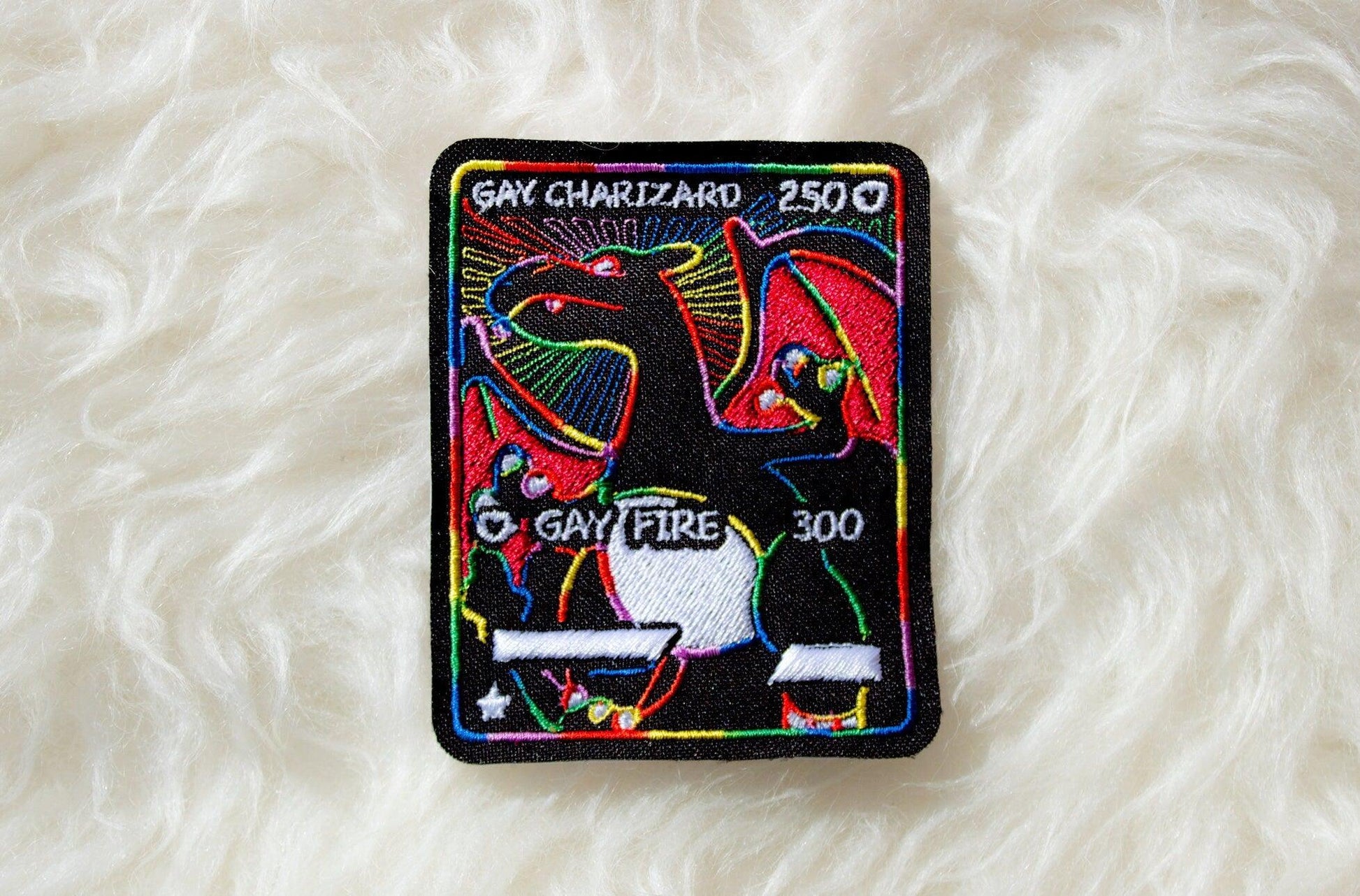 gay pokemon card Gay Charizard Card Sew-On Patch – AlienInAJar