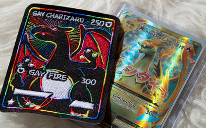 gay pokemon cards Gay Charizard Card Sew-On Patch – AlienInAJar