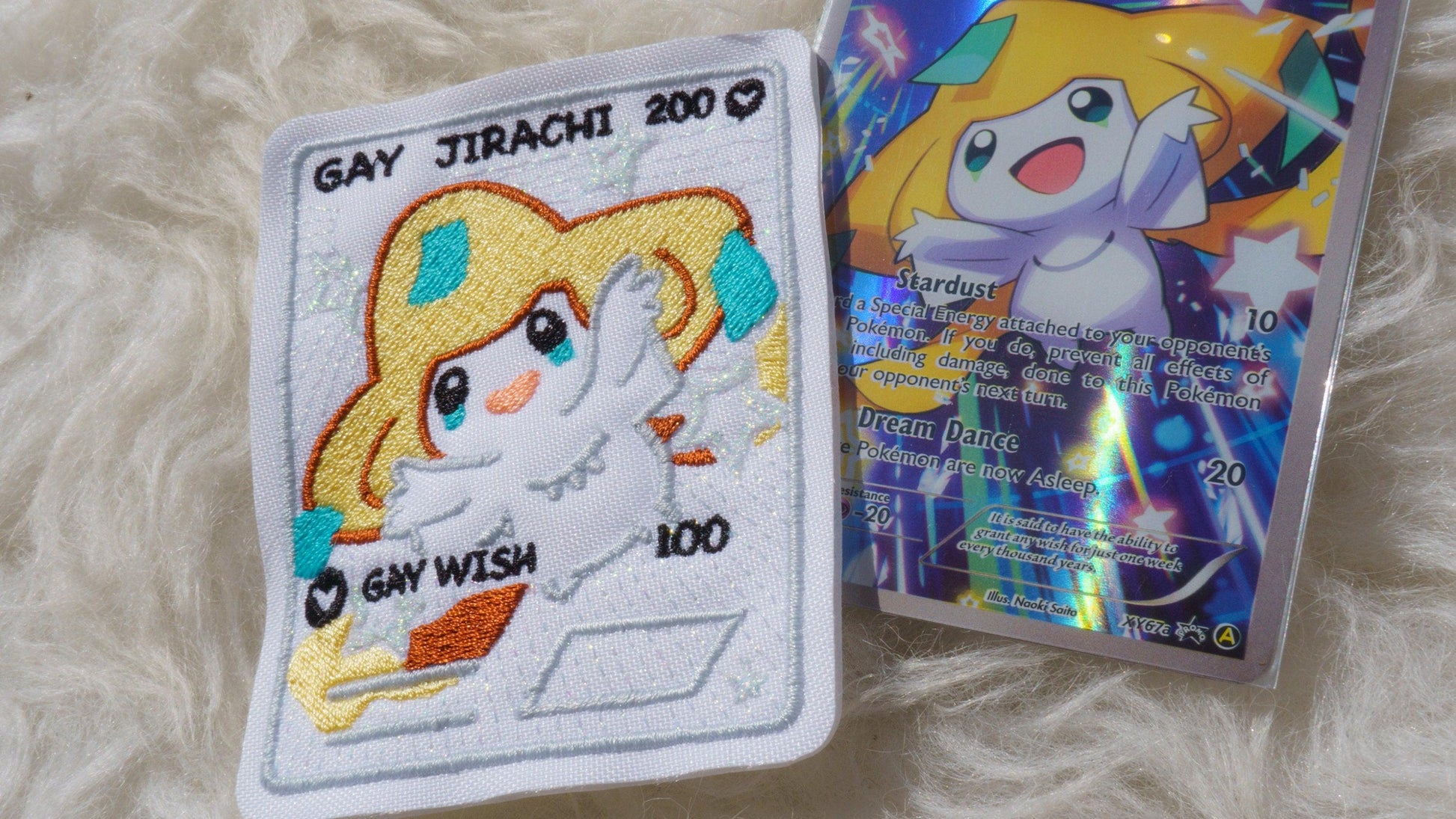 gay pokemon cards Gay Jirachi Holographic Card Sew-On Patch – AlienInAJar
