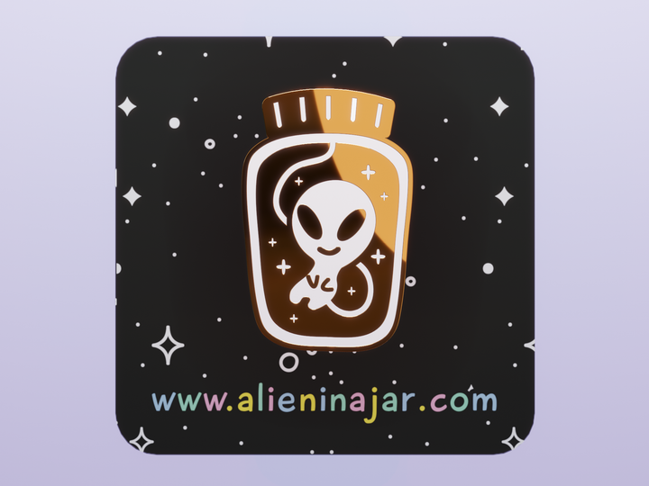 Alien In A Jar Golden Enamel Pin