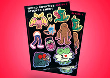 Load image into Gallery viewer, Weird cryptids Peel-off sticker sheet A5
