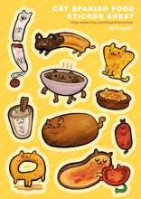 Load image into Gallery viewer, Cat Spanish food Peel-off sticker sheet A5
