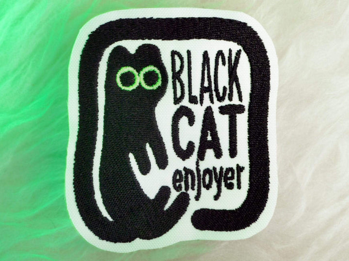 Black Cat Enjoyer Sew-On Patch (Glow in the dark)