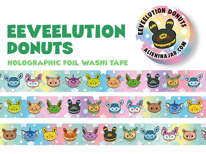 Eeveelution Donuts Holographic Washi Tape